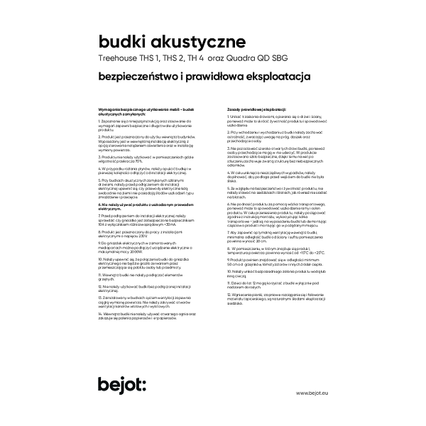 budki akustyczne - instrukcja użytkowania